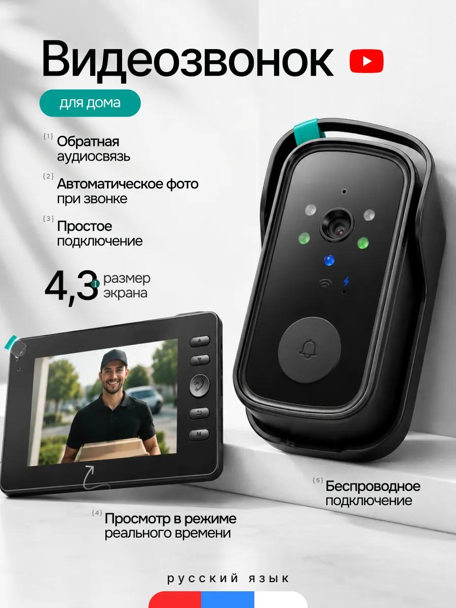 Звонок дверной беспроводной с видео камерой
