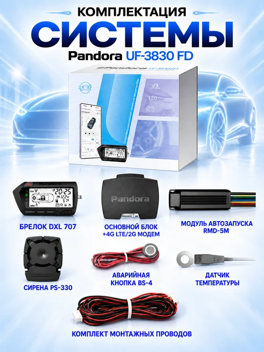 Pandora, автоэлектроника Автосигнализация Pandora UF 3830 FD CAN 4G и автозапуск, 4 г, фото 2