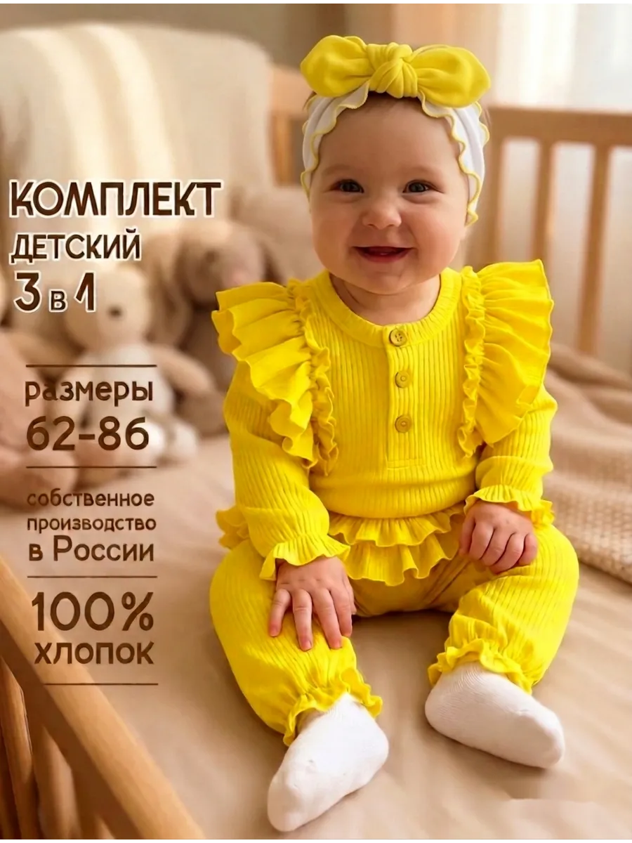 Костюм для новорожденных комплект детский боди и штанишки