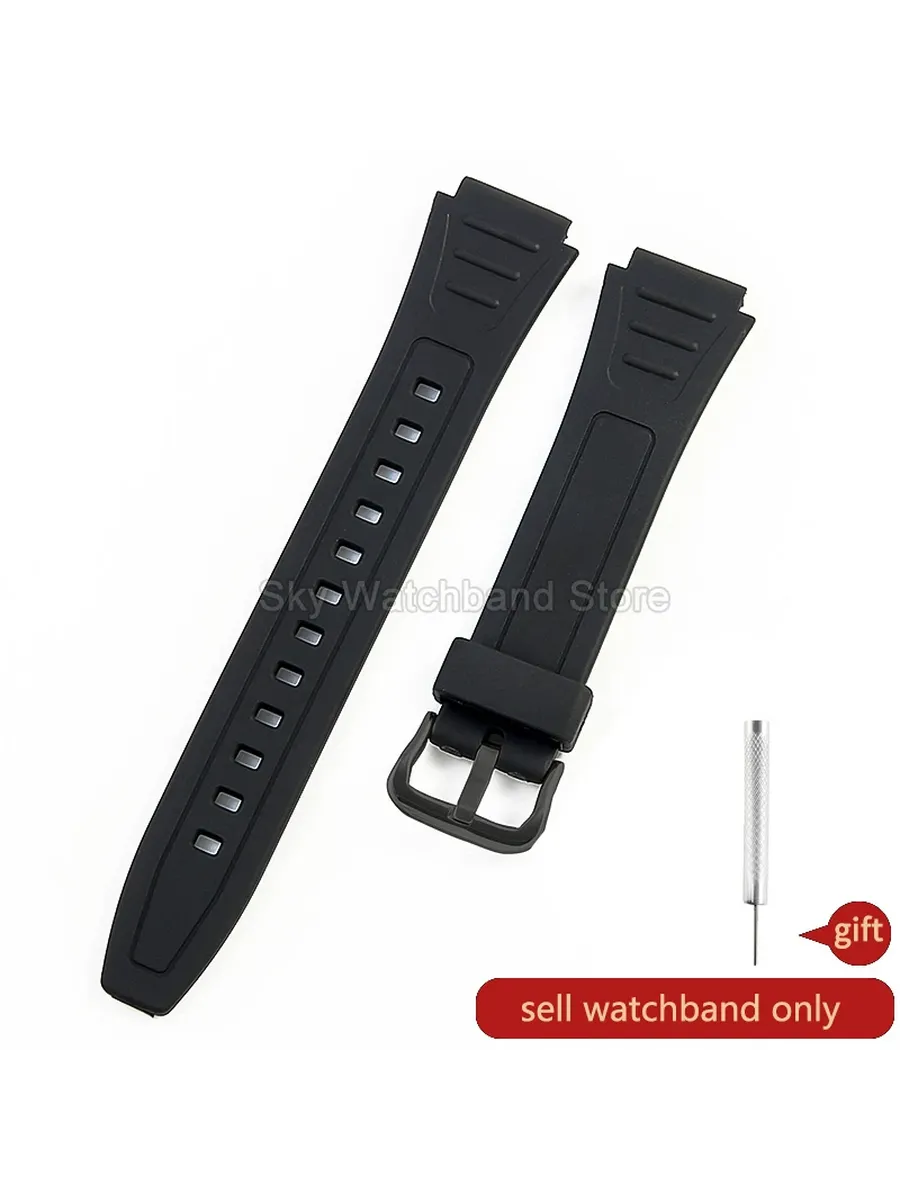Резиновый ремешок для Casio W-800H/217/218/F91 черный 18 мм