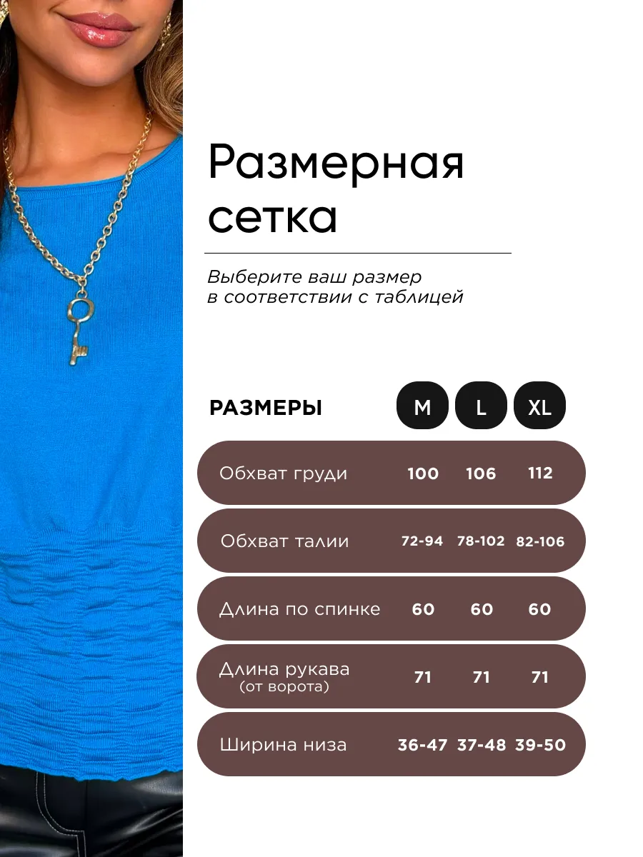Синяя кофта нарядная трикотажная приталенная