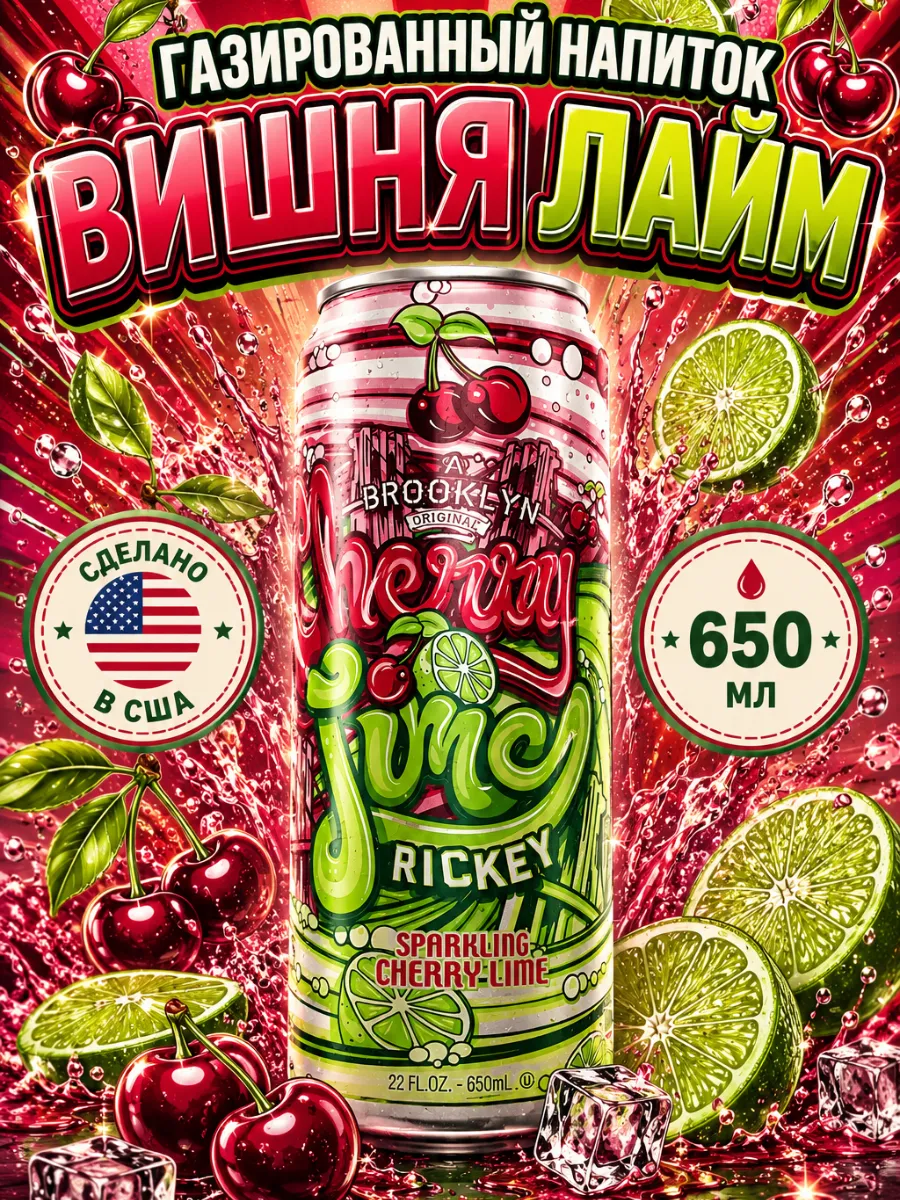 Газированный напиток Аризона Cherry Lime Rickey 650 мл