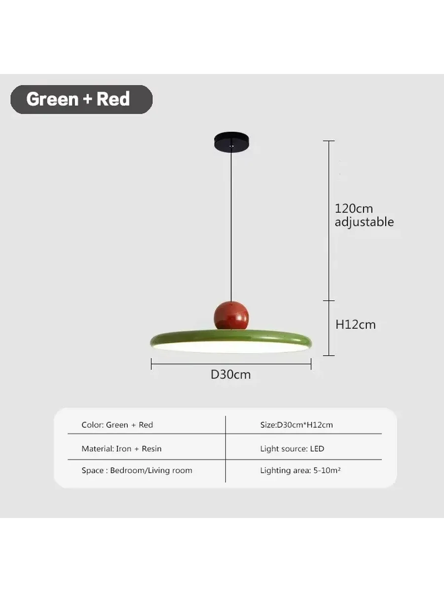 Подвесной светильник Green + Red, Iron + Resin, D30cm*H12cm