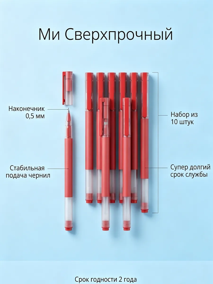 Гелиевые ручки красные набор Xioami 10 шт