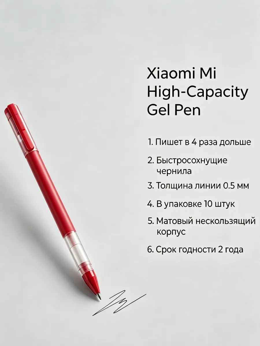 Гелиевые ручки красные набор Xioami 10 шт