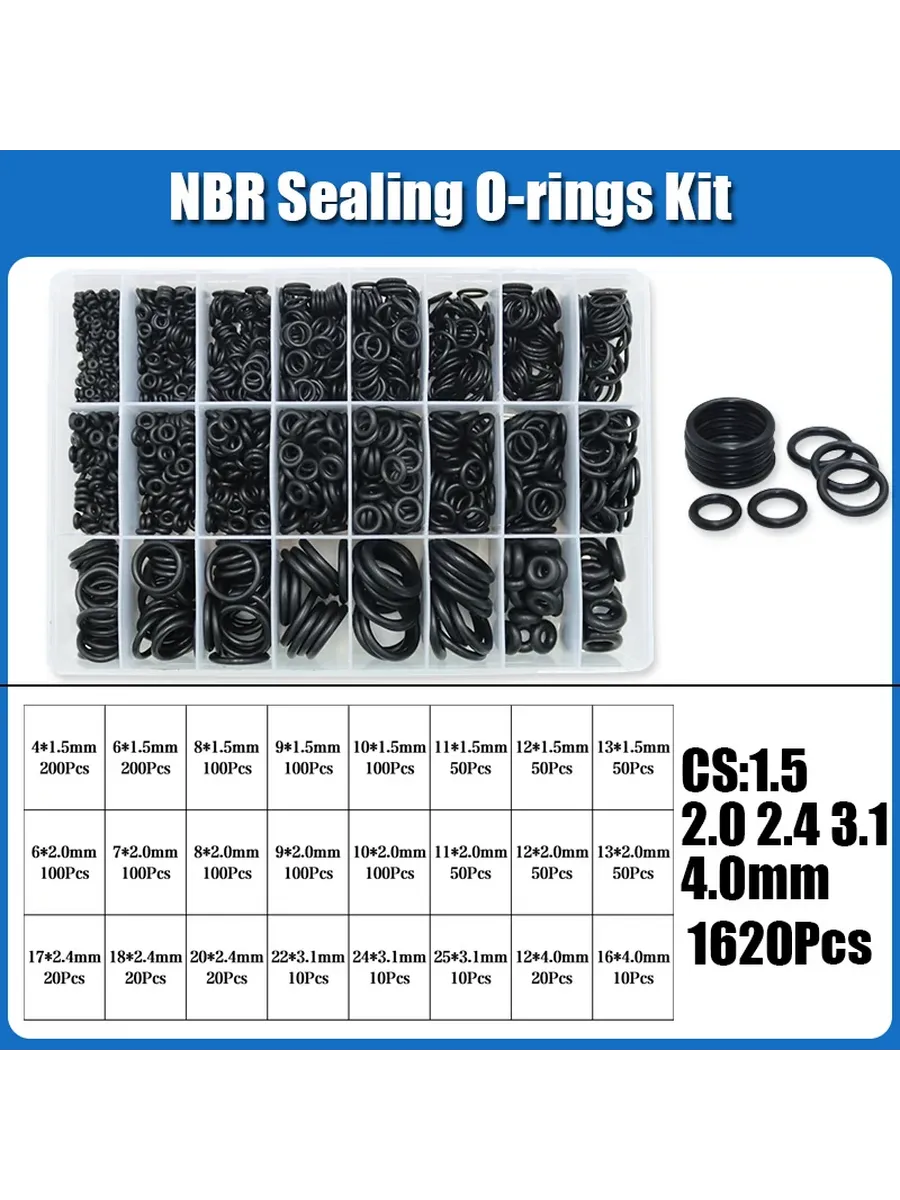 Комплект уплотнительных колец NBR O Ring 1620pcs