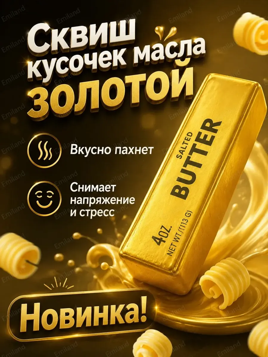 Антистресс сквиш игрушка золотое масло Gold