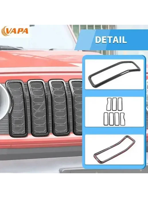 VAPA Кольца решетки Jeep Wrangler JL JT Black, черный, фото 5