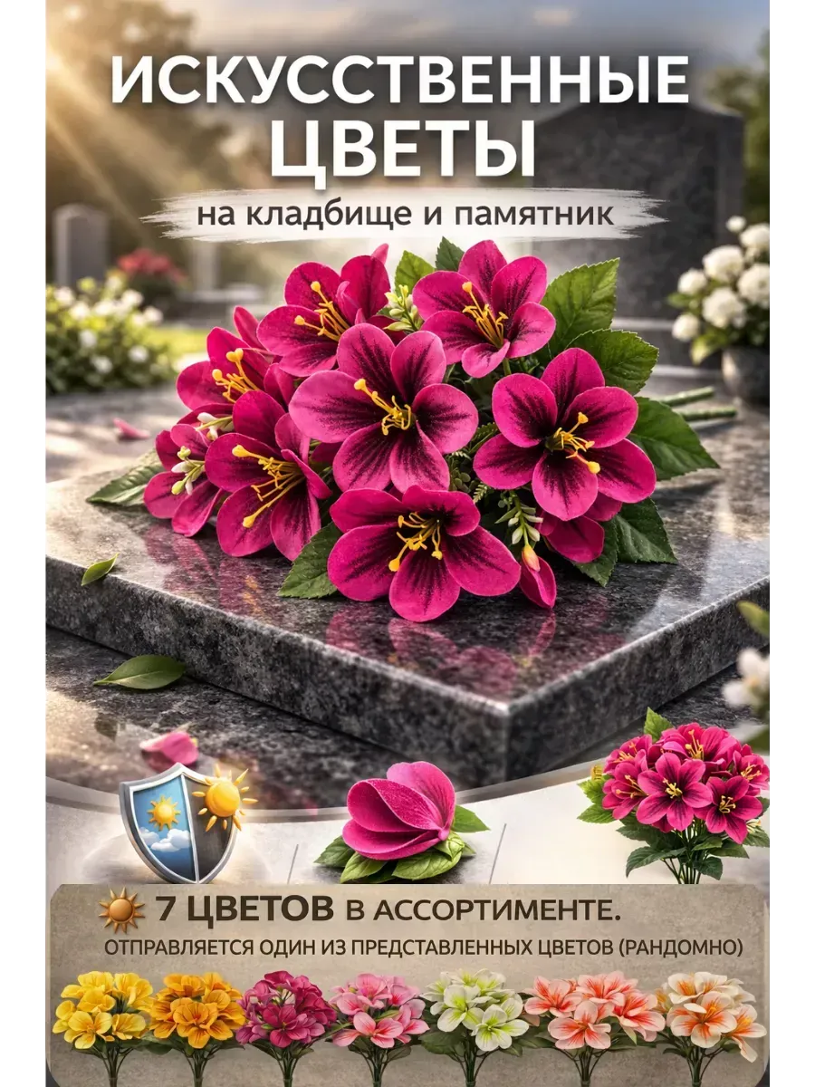 Букет искусственный декоративный на кладбище и могилу