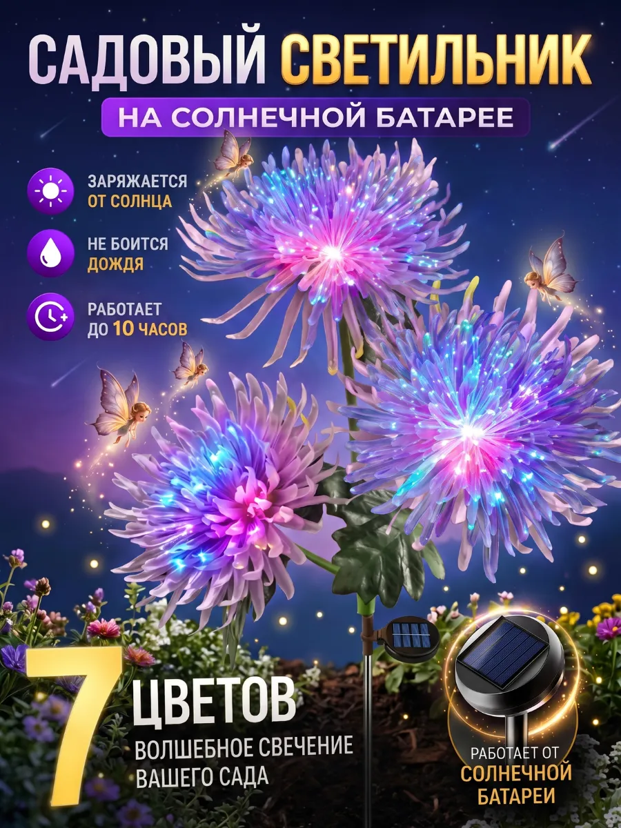 Уличный светильник на солнечной батарее ликорис