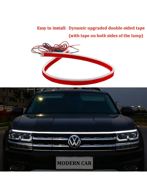 Modern car Светодиодная лента на капот, 180см, Red, Dynamic A, красный, фото 4