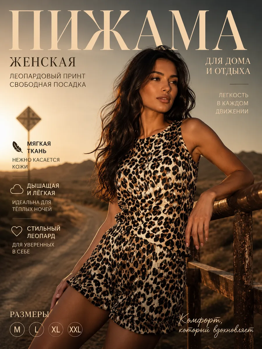 Пижама с шортами,леопардовый костюм домашний