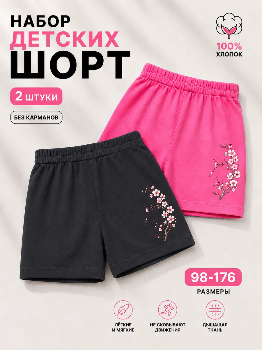 Шорты детские 2 шт без карманов