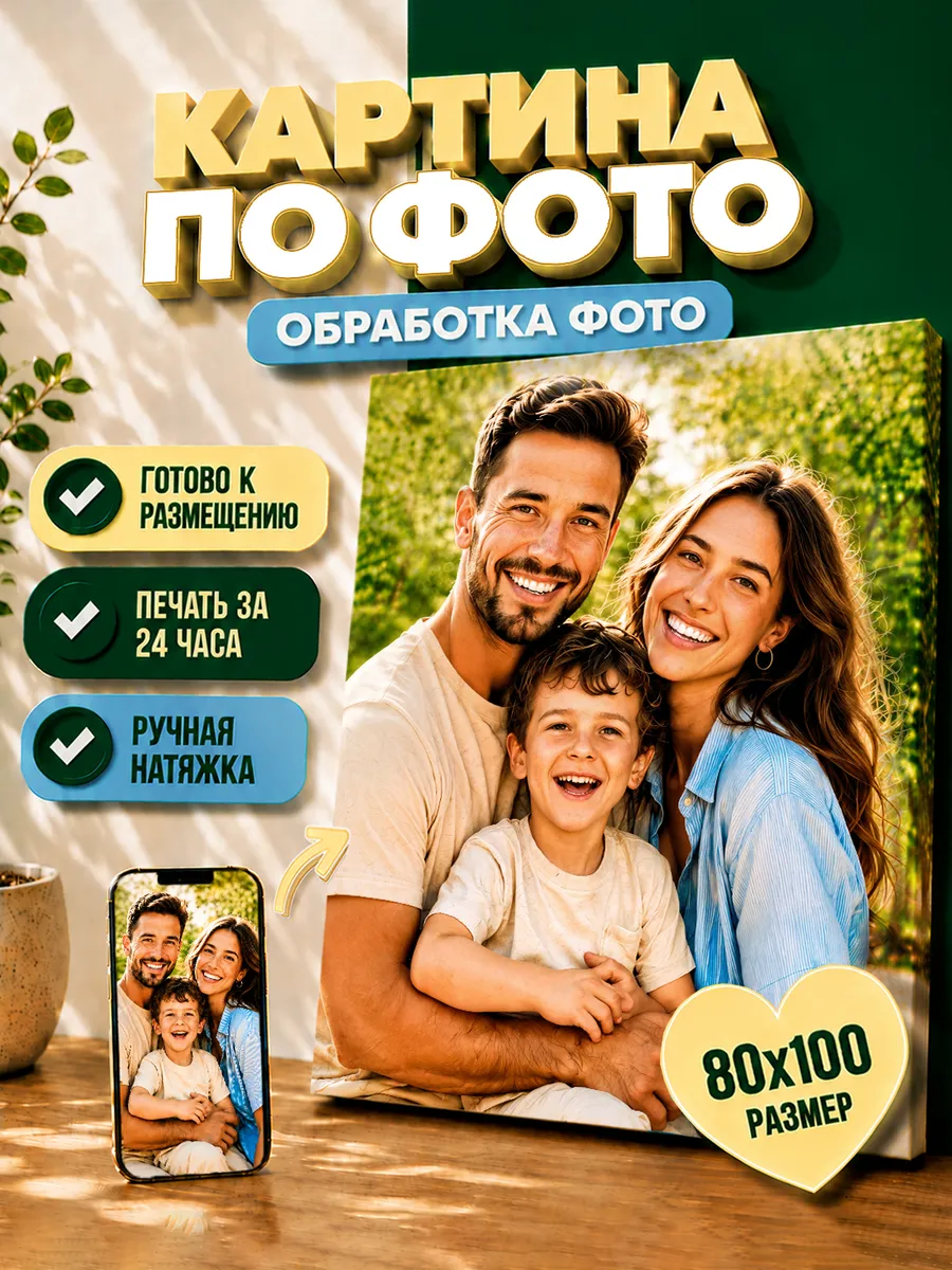 Картина по фото на холсте 80х100 см