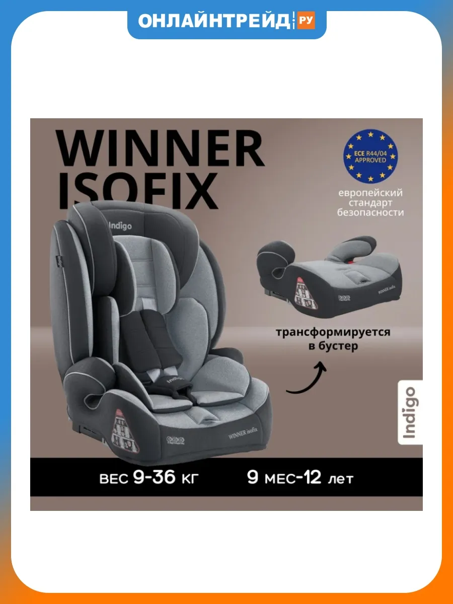 Автокресло-бустер 9-36 кг до 12 лет WINNER ISOFIX