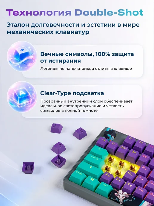 URZUS Клавиатура игровая механическая 80% для компьютера Reverse R, вариант, фото 3