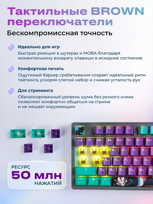 URZUS Клавиатура игровая механическая 80% для компьютера Reverse R, вариант, фото 5